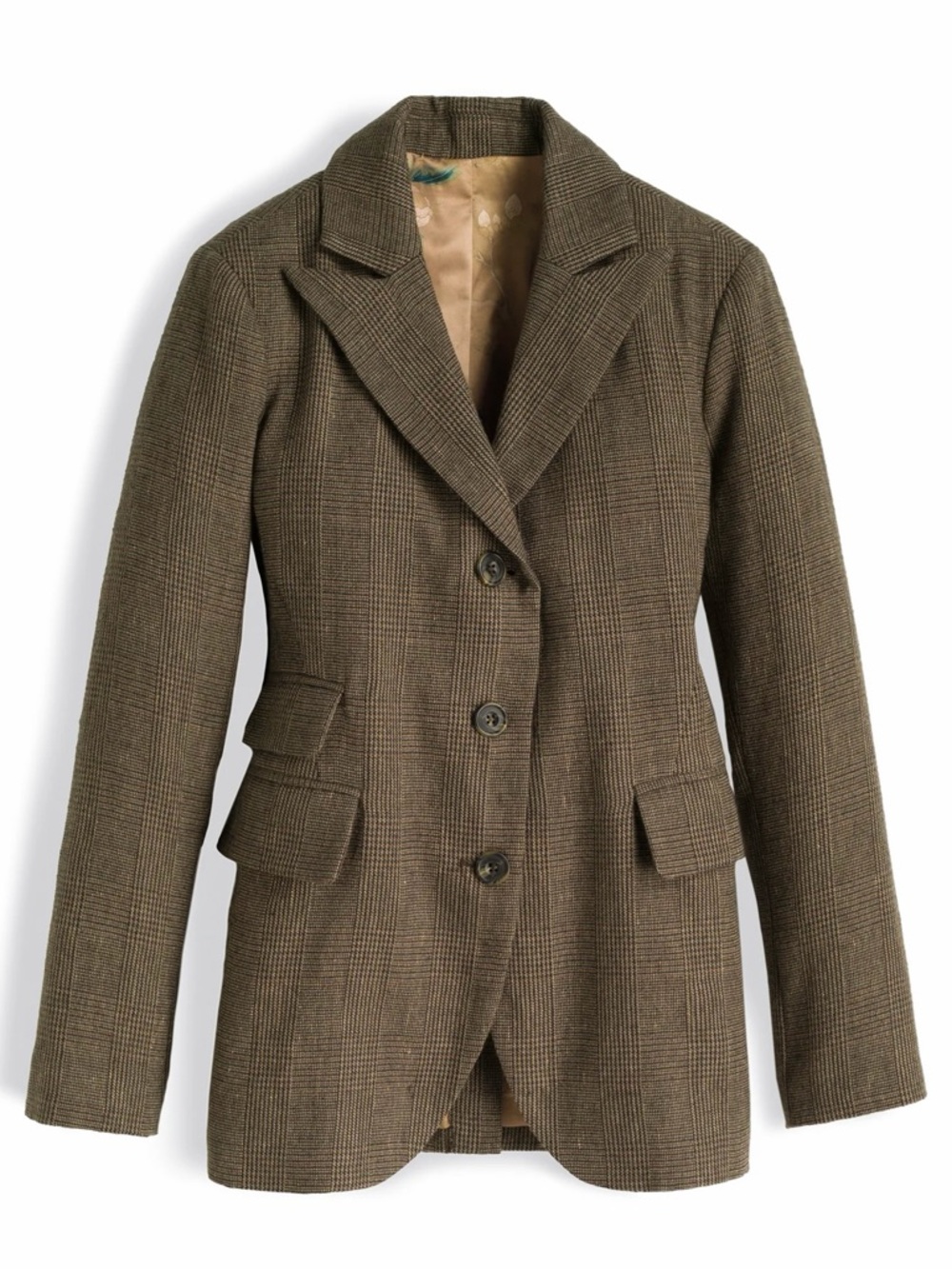 Peruvian Connection Marlowe Wool Blend Plaid Blazer Jacket Brown Size 6